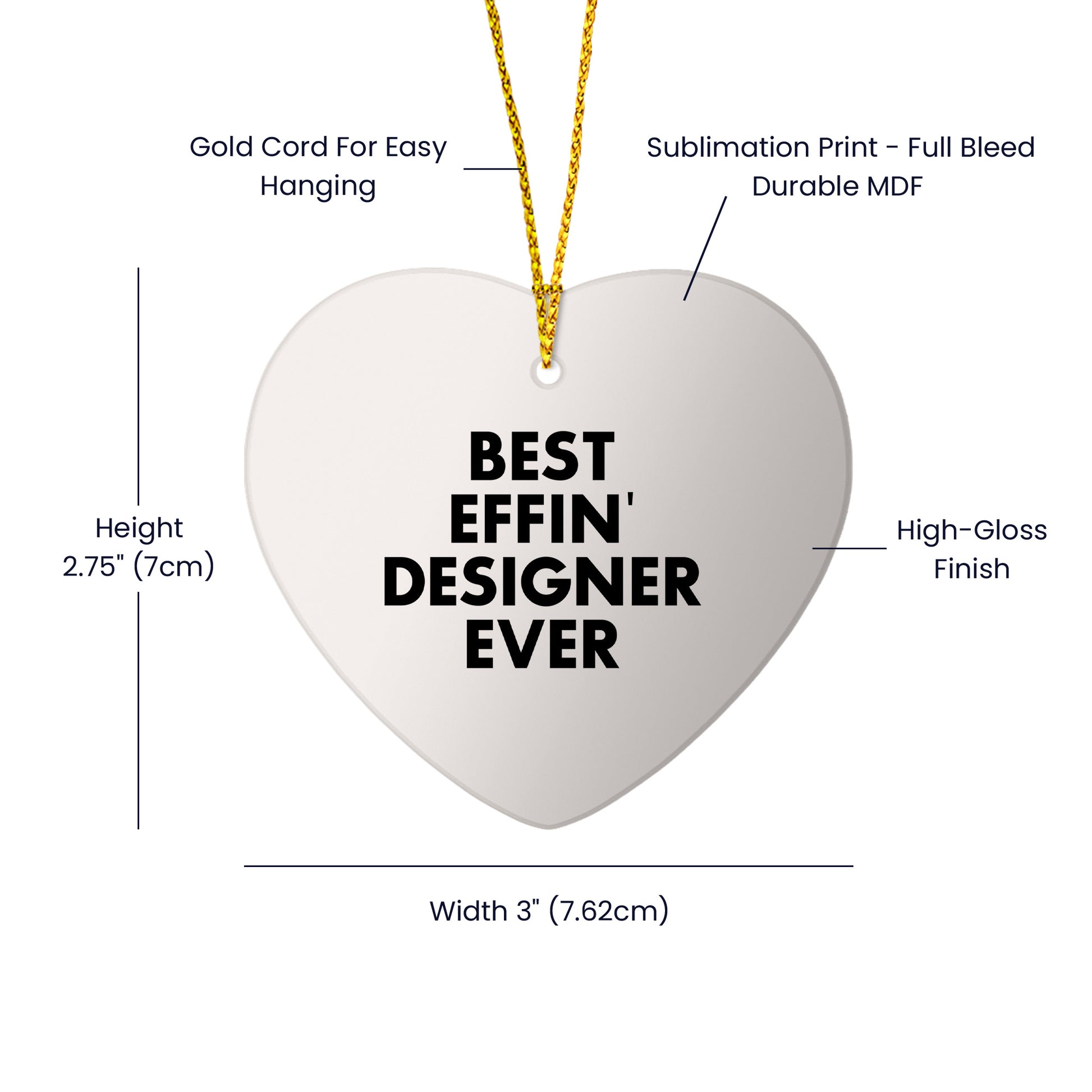 Funny Designer Gifts from Best Effin' Ever - Heart Ornament for Christmas