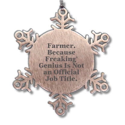 Funny Farmer Gifts - Snowflake Ornament, 'Farmer. Because Freaking' genius Is Not An Official Job Title.,' Christmas Unique Gifts from Friends to Farmer