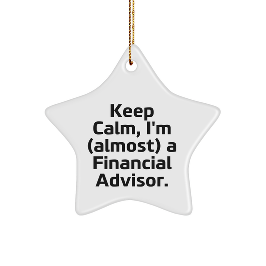 Funny Financial Advisor Gifts, Star Ornament, 'Keep Calm, I'm (almost) A Financial Advisor.' for Men, Women, Friends, Coworkers, Family, Unique Christmas Unique Gifts from Friends