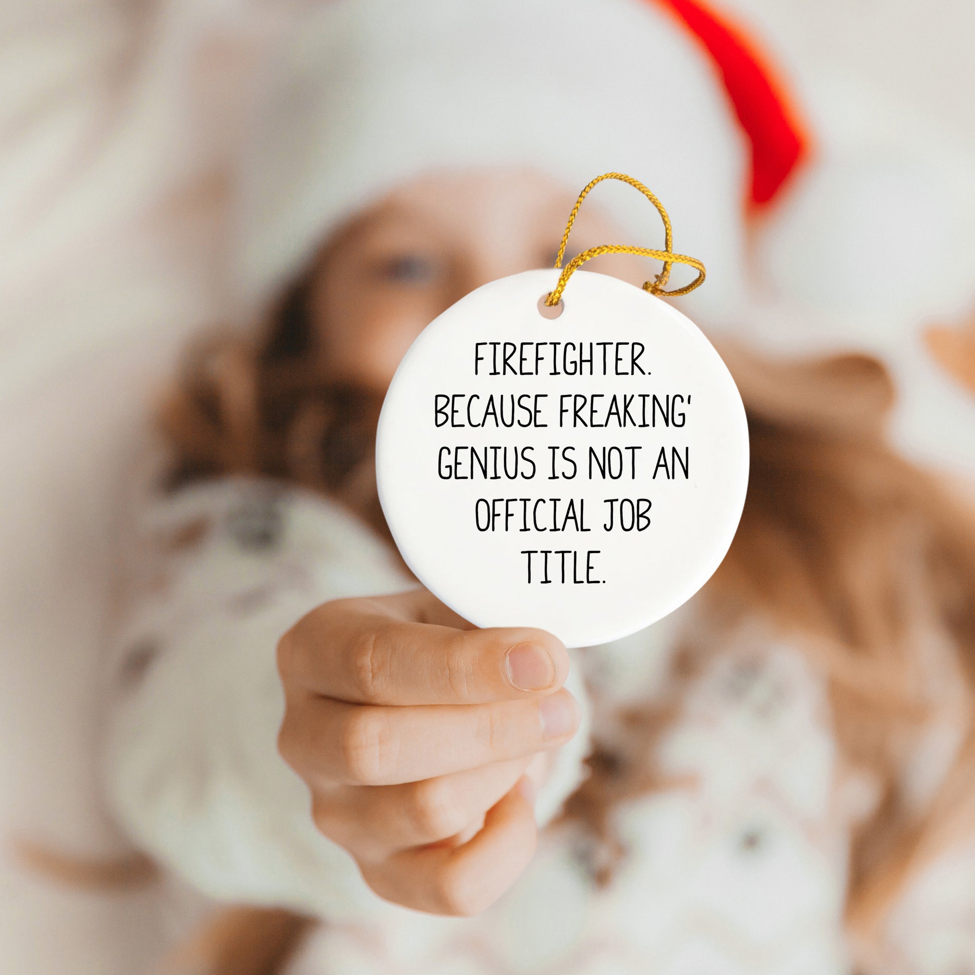 Funny Firefighter Gifts from Men, Circle Ornament with Inspirational Quote for Firefighter, Unique Christmas Unique Gifts for Friends and Family