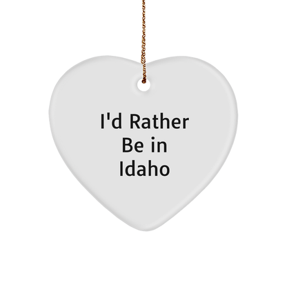 Funny Idaho Heart Ornament Gifts for Friends from I'd Rather Be In Idaho, Christmas Unique Presents