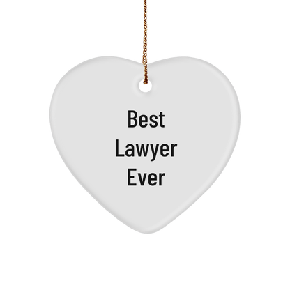 Funny Lawyer Heart Ornament - 'Best Lawyer Ever' Christmas Unique Gift