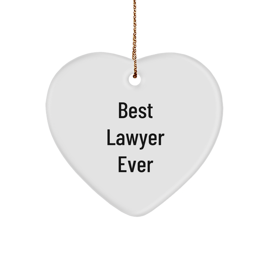Funny Lawyer Heart Ornament - 'Best Lawyer Ever' Christmas Unique Gift