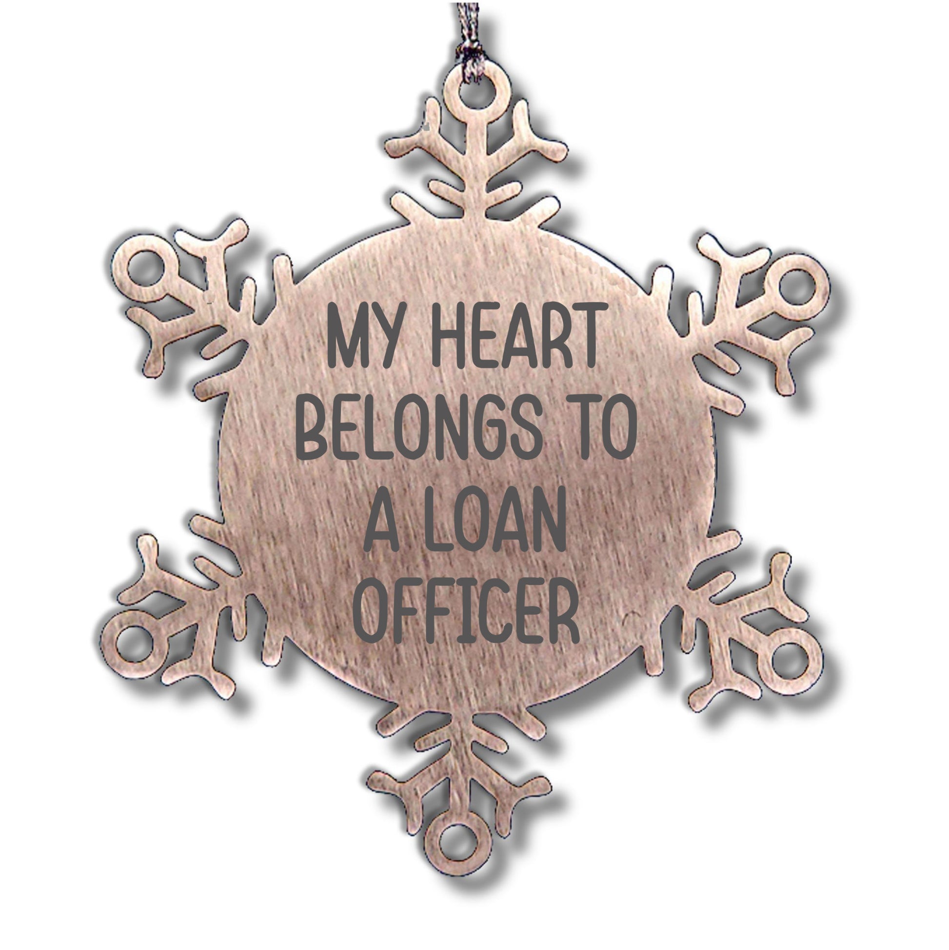 Funny Loan Officer Gifts, Snowflake Ornament from Friends, 'My Heart Belongs To A Loan Officer' Christmas Unique Gifts for Loan Officers