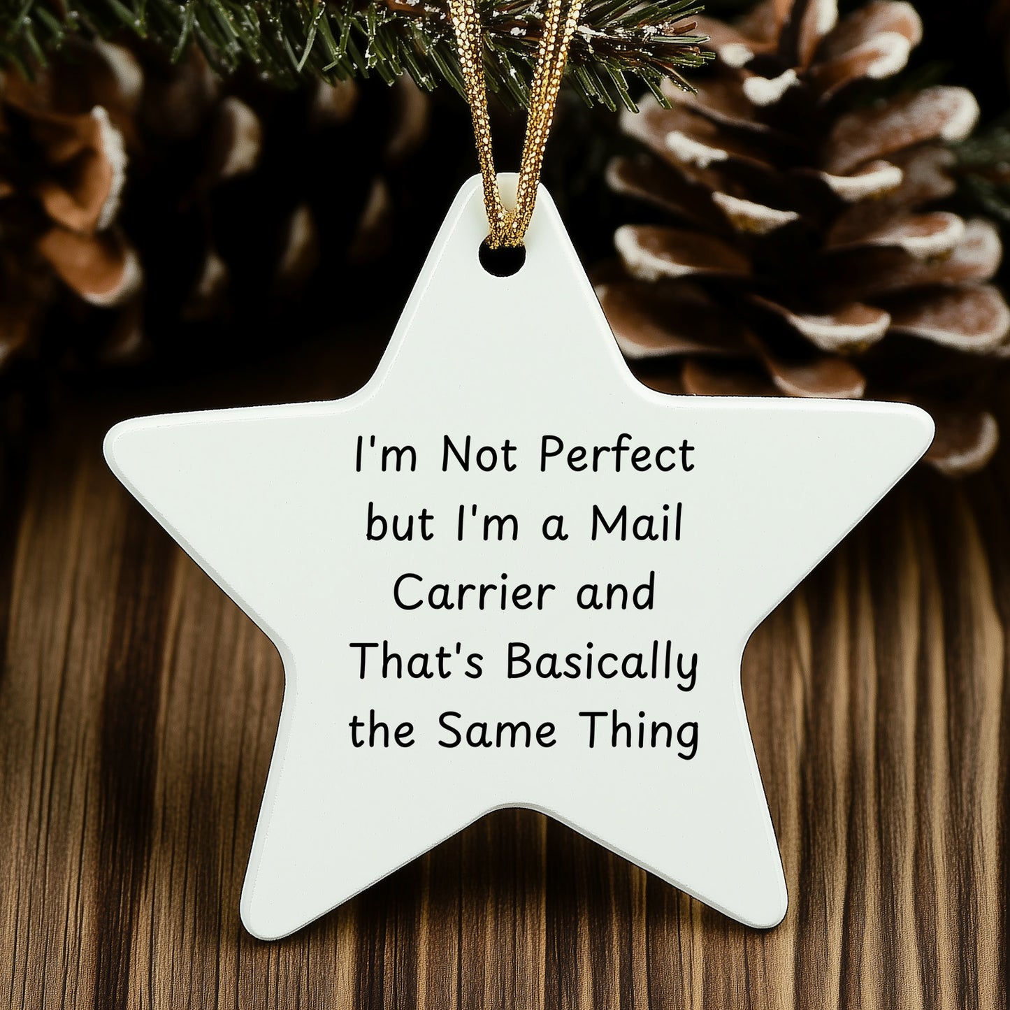 Funny Mail Carrier Gifts - I'm Not Perfect Star Ornament, Gifts from Men to Mail Carrier, for Christmas