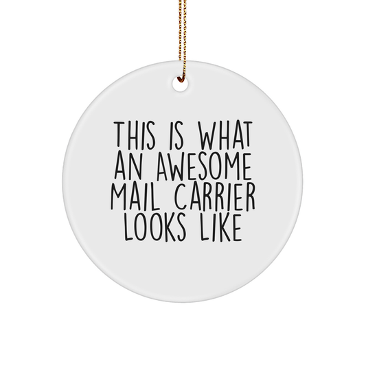 Funny Mail Carrier Gifts from Family - This Is What An Awesome Mail Carrier Looks Like Circle Ornament for Mail Carrier's Office, Christmas Unique Presents for Women, Men, Coworkers