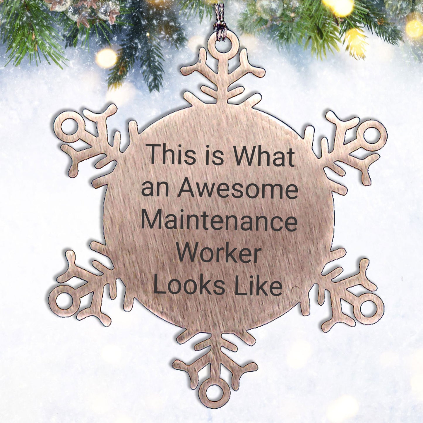 Funny Maintenance Worker Gifts, Snowflake Ornament for Men, Women, Coworkers, and Friends - 'This Is What An Awesome Maintenance Worker Looks Like' Christmas Unique Gifts from Family