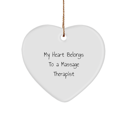 Funny Massage Therapist Christmas Ornament - My Heart Belongs To A Massage Therapist Romantic Christmas Gift