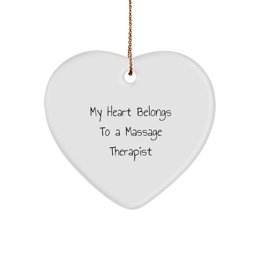 Funny Massage Therapist Christmas Ornament - My Heart Belongs To A Massage Therapist Romantic Christmas Gift