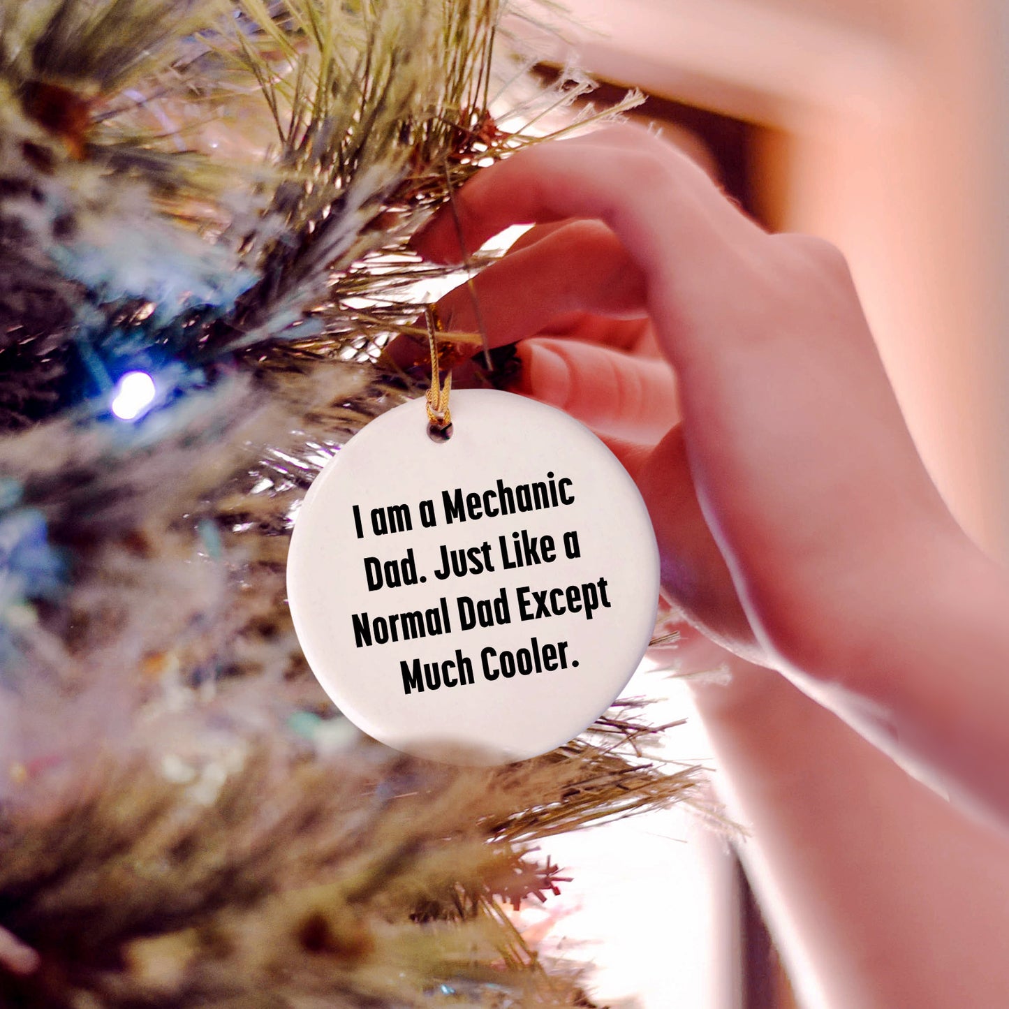 Funny Mechanic Dad Gifts for Men - Mechanic Circle Ornament, 'I Am A Mechanic Dad' Quote, Christmas Decoration, Gifts from Men to Mechanic Friends and Family