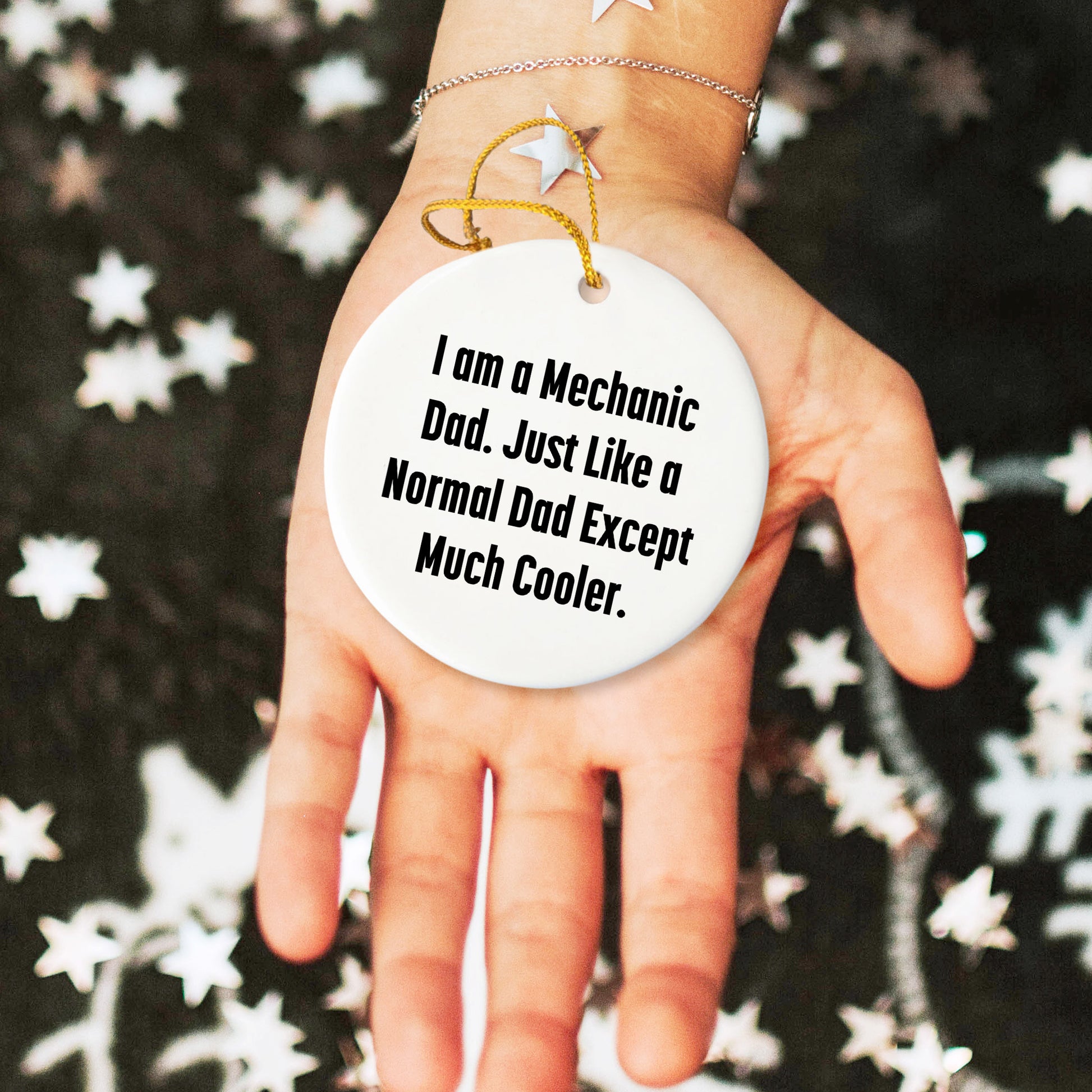Funny Mechanic Dad Gifts for Men - Mechanic Circle Ornament, 'I Am A Mechanic Dad' Quote, Christmas Decoration, Gifts from Men to Mechanic Friends and Family
