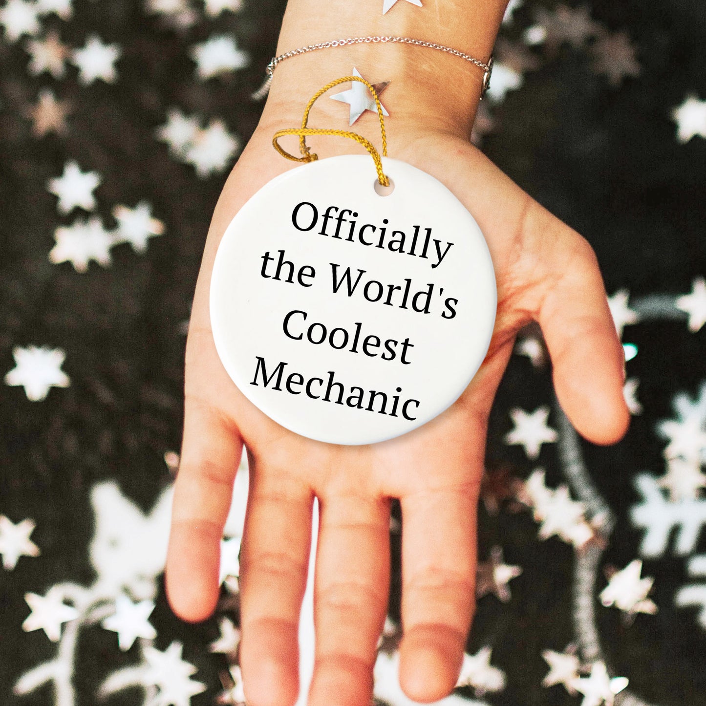 Funny Mechanic Gifts from Friends for Christmas - 'Officially The World's Coolest Mechanic' Circle Ornament