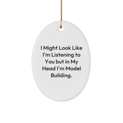 Funny Model Building Oval Ornament Gifts from Friends, Christmas Unique Model Building Gifts for Men, Model Building Enthusiasts