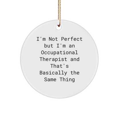 Funny Occupational Therapist Gifts, 'I'm Not Perfect' Circle Ornament, Christmas Decorations for Occupational Therapist, Gifts from Friends, Family, Coworkers