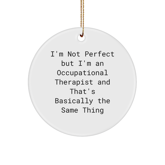 Funny Occupational Therapist Gifts, 'I'm Not Perfect' Circle Ornament, Christmas Decorations for Occupational Therapist, Gifts from Friends, Family, Coworkers