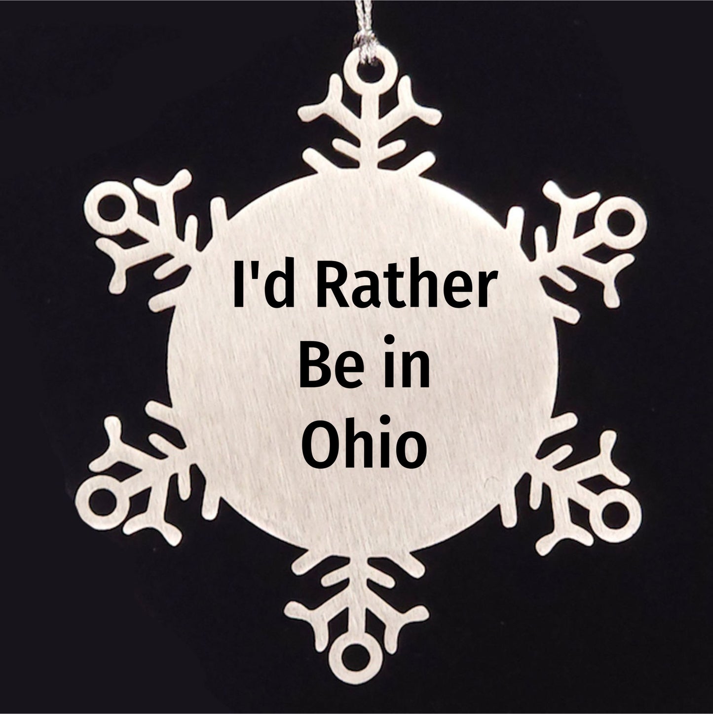 Funny Ohio Gifts, 'I'd Rather Be In Ohio' Snowflake Ornament for Men, Women, Family, Friends, Coworkers - Ohio Snowflake Ornament, Christmas Unique Gifts from Friends