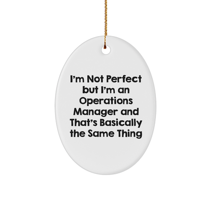 Funny Operations Manager Gifts from Family - I'm Not Perfect Oval Ornament for Christmas