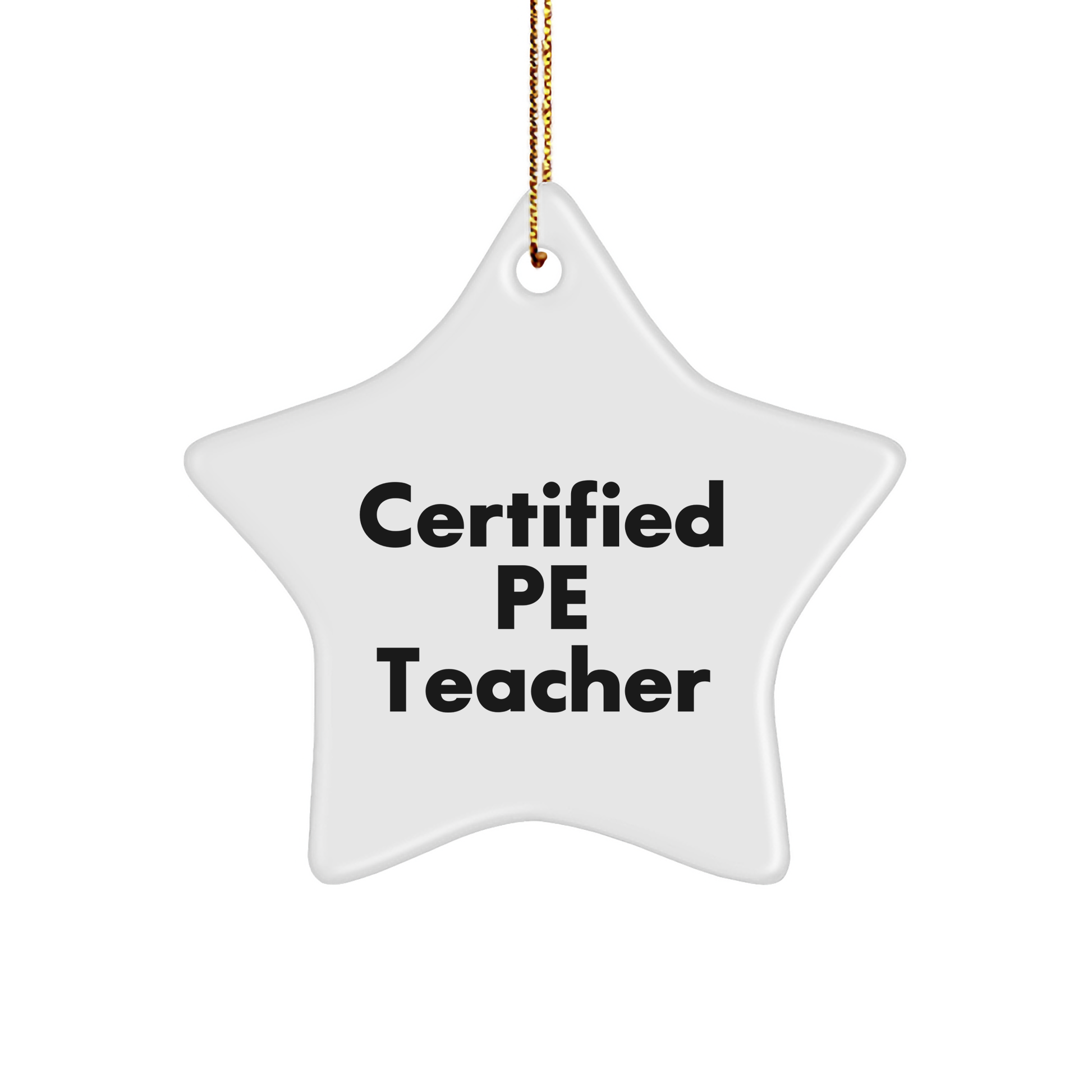 Funny PE Teacher Gifts for Men - Certified Quote Star Ornament, Christmas Unique Presents from Friends, Family, Coworkers to PE Teachers
