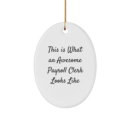 Funny Payroll Clerk Oval Ornament Gifts from Friends, This Is What An Awesome Payroll Clerk Looks Like, Perfect for Christmas Decorations