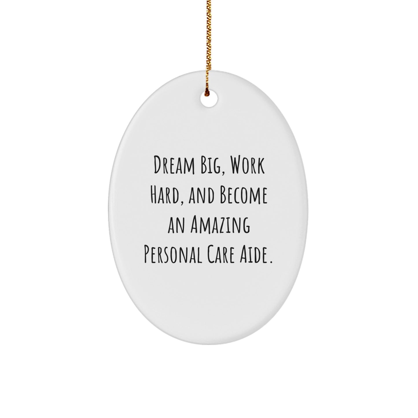 Funny Personal Care Aide Oval Ornament Gifts from Friends, Coworkers, Family, and Men - 'Dream Big, Work Hard, And Become An Amazing Personal Care Aide.' Christmas Unique Gifts