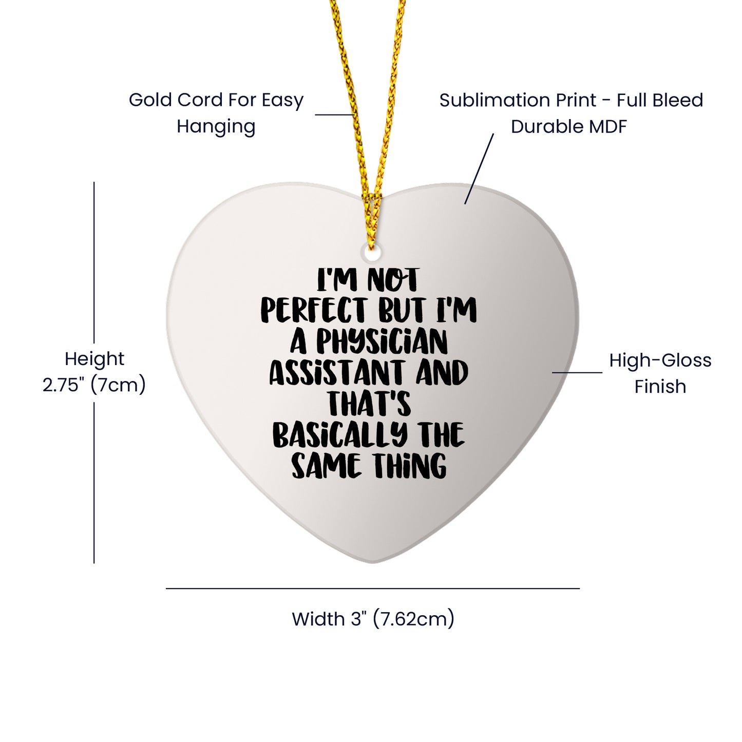 Funny Physician Assistant Heart Ornament, Inspirational Quote, Christmas Unique Gifts