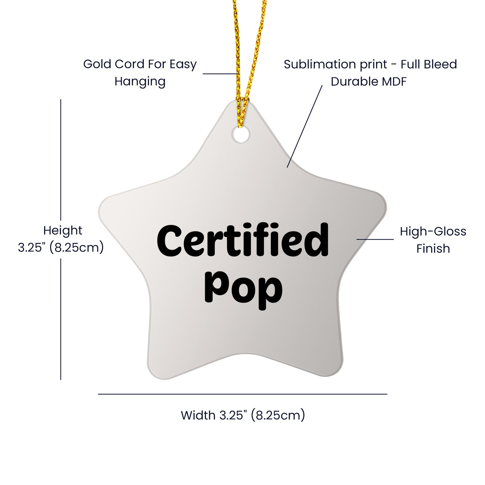 Funny Pop Star Ornament Gifts for Friends from Certified Pop, White Star Shaped, Christmas Unique Pop Gifts