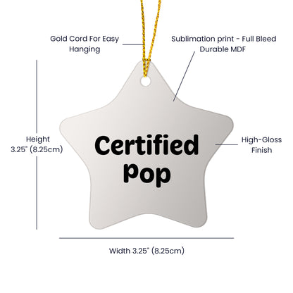 Funny Pop Star Ornament Gifts for Friends from Certified Pop, White Star Shaped, Christmas Unique Pop Gifts