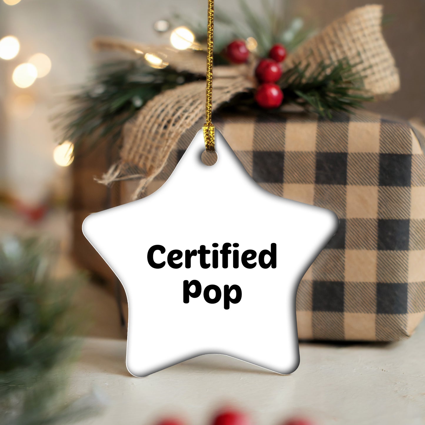 Funny Pop Star Ornament Gifts for Friends from Certified Pop, White Star Shaped, Christmas Unique Pop Gifts
