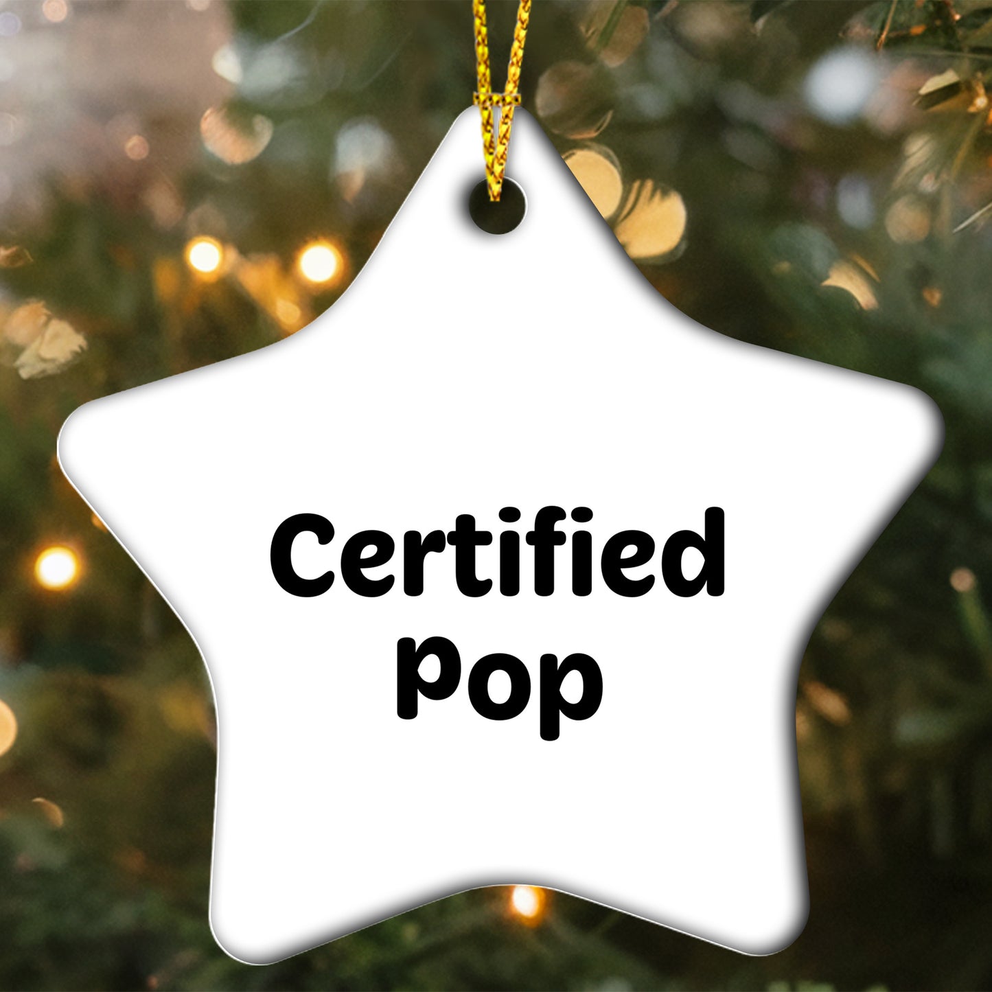 Funny Pop Star Ornament Gifts for Friends from Certified Pop, White Star Shaped, Christmas Unique Pop Gifts