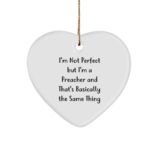 Funny Preacher Gifts for Him, I'm Not Perfect Heart Ornament, White, Christmas Unique Presents from Family Friends Coworkers