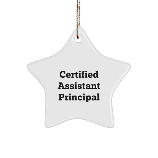 Funny Quote Assistant Principal Star Ornament Gifts for Men from Family, White Color, 3.25'' Tall, Christmas Unique Gifts