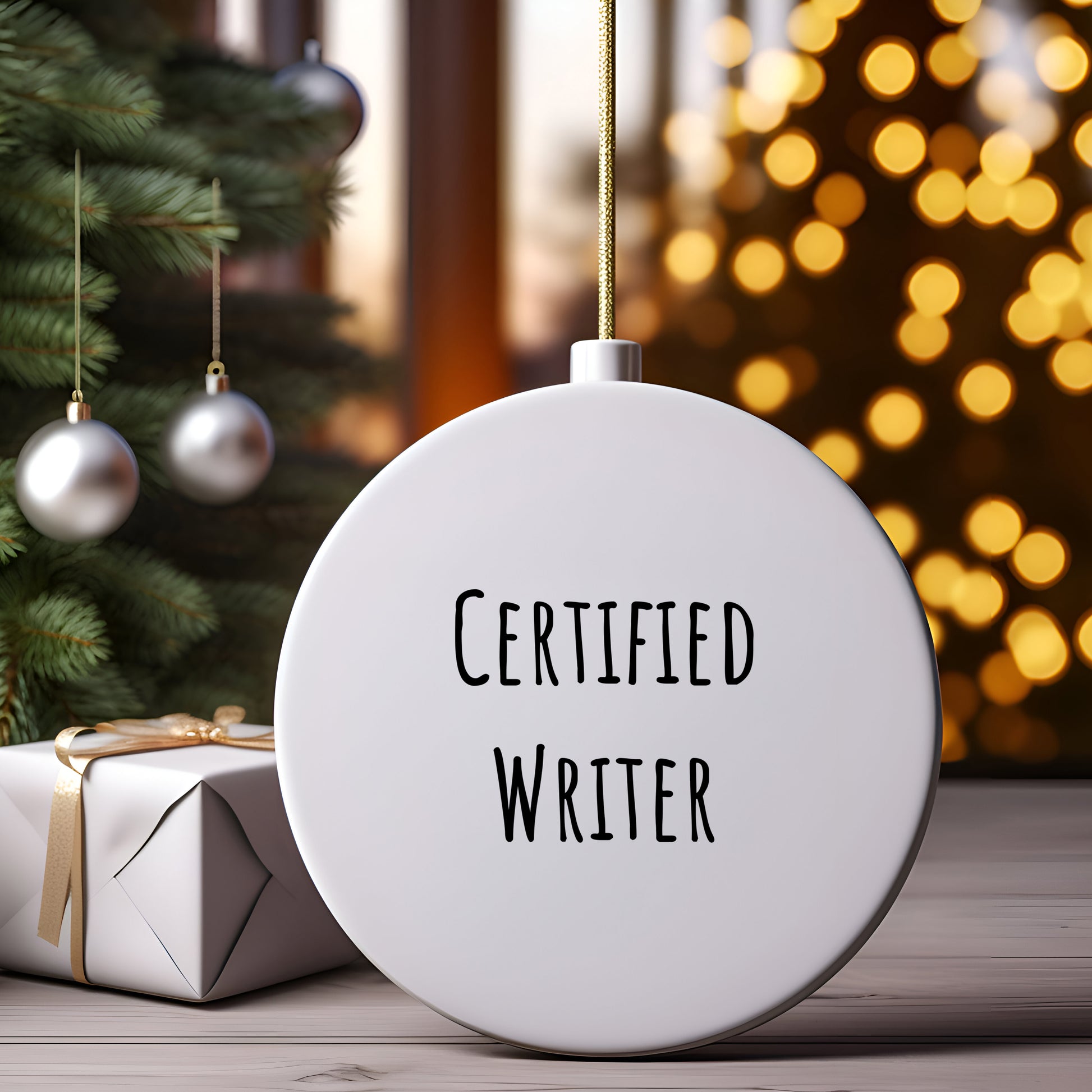 Funny Quote Writer Gifts from Friends to Family - Unique Circle Ornament for Christmas