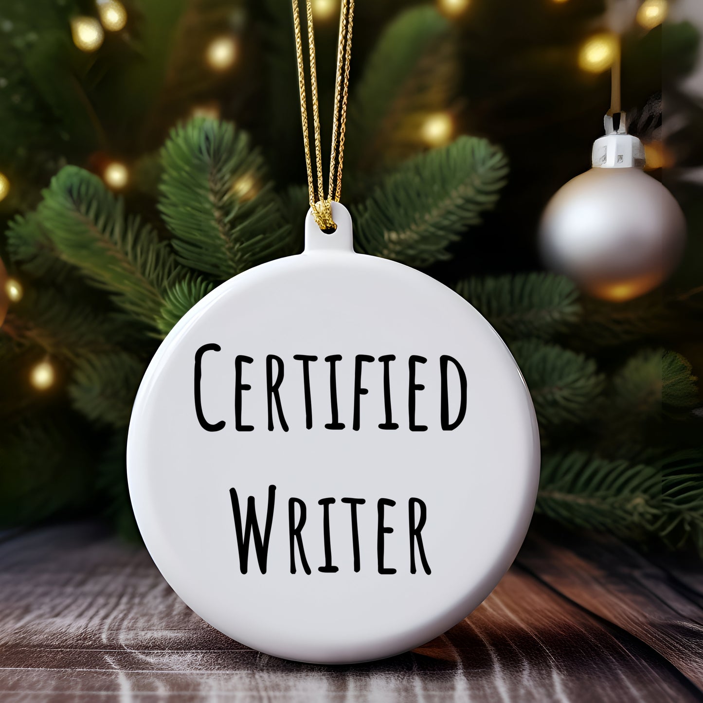 Funny Quote Writer Gifts from Friends to Family - Unique Circle Ornament for Christmas