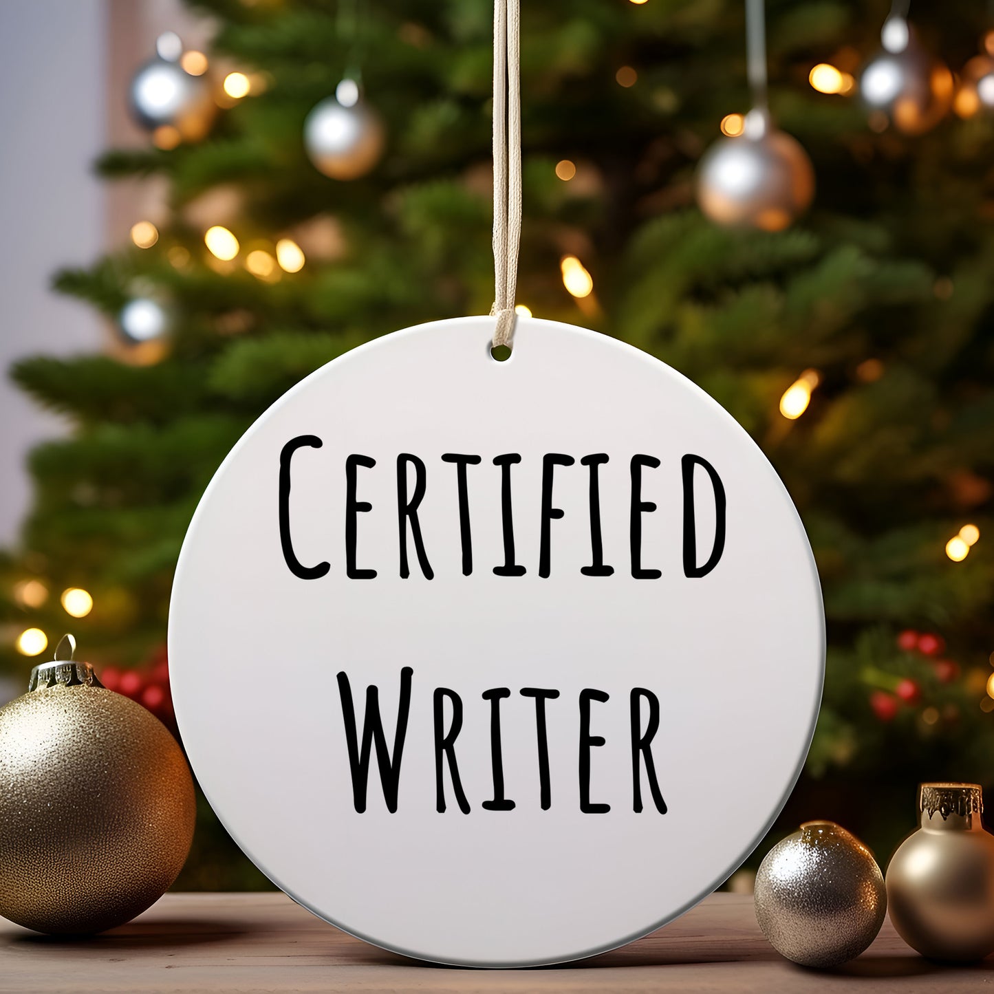 Funny Quote Writer Gifts from Friends to Family - Unique Circle Ornament for Christmas