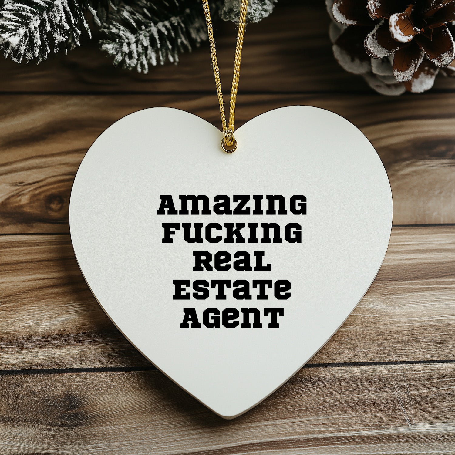 Funny Real Estate Agent Gifts from Friends and Family - Amazing Heart Ornament for Christmas