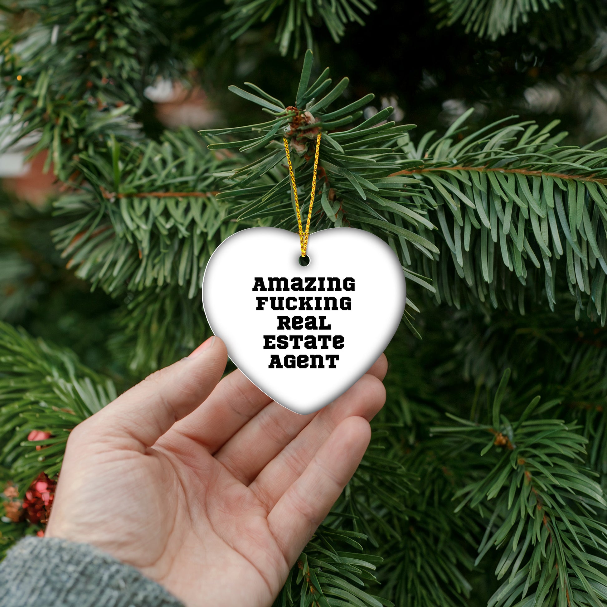 Funny Real Estate Agent Gifts from Friends and Family - Amazing Heart Ornament for Christmas