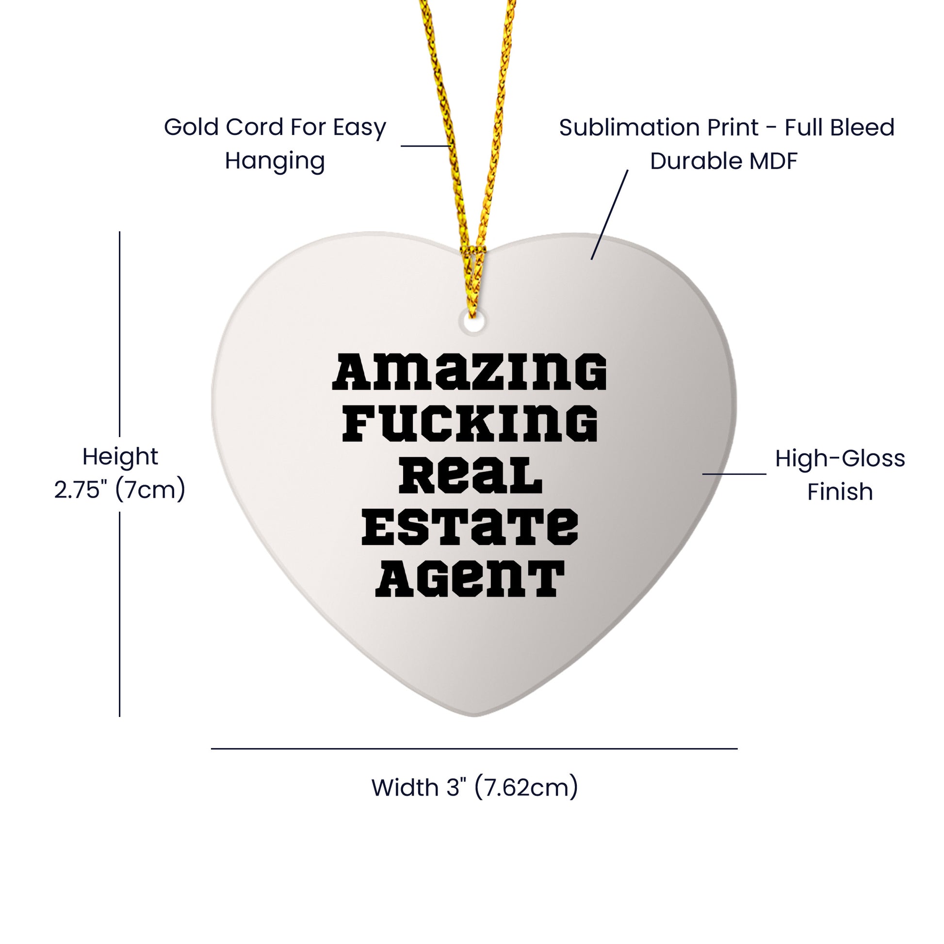 Funny Real Estate Agent Gifts from Friends and Family - Amazing Heart Ornament for Christmas