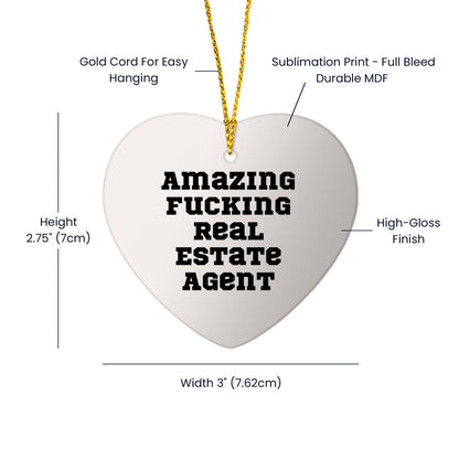 Funny Real Estate Agent Gifts from Friends and Family - Amazing Heart Ornament for Christmas
