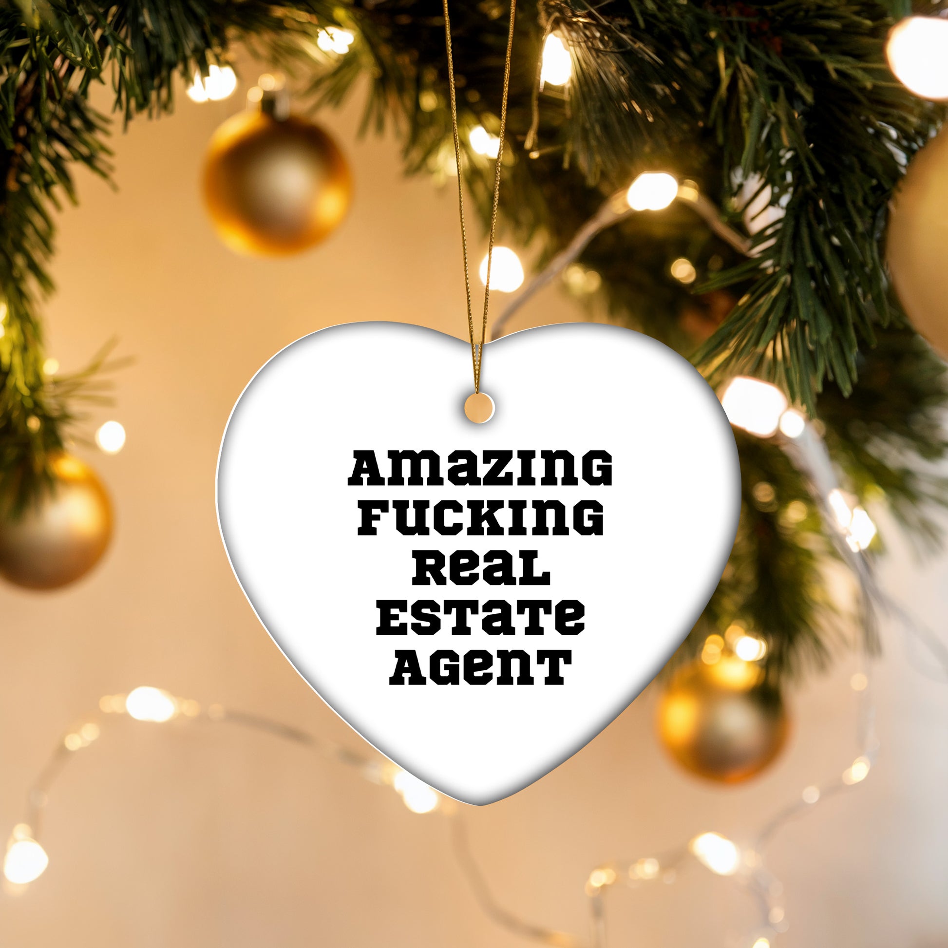 Funny Real Estate Agent Gifts from Friends and Family - Amazing Heart Ornament for Christmas