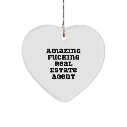 Funny Real Estate Agent Gifts from Friends and Family - Amazing Heart Ornament for Christmas