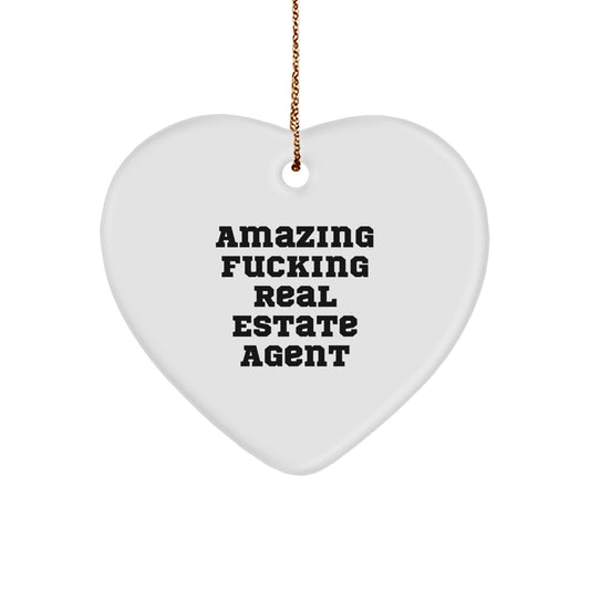 Funny Real Estate Agent Gifts from Friends and Family - Amazing Heart Ornament for Christmas