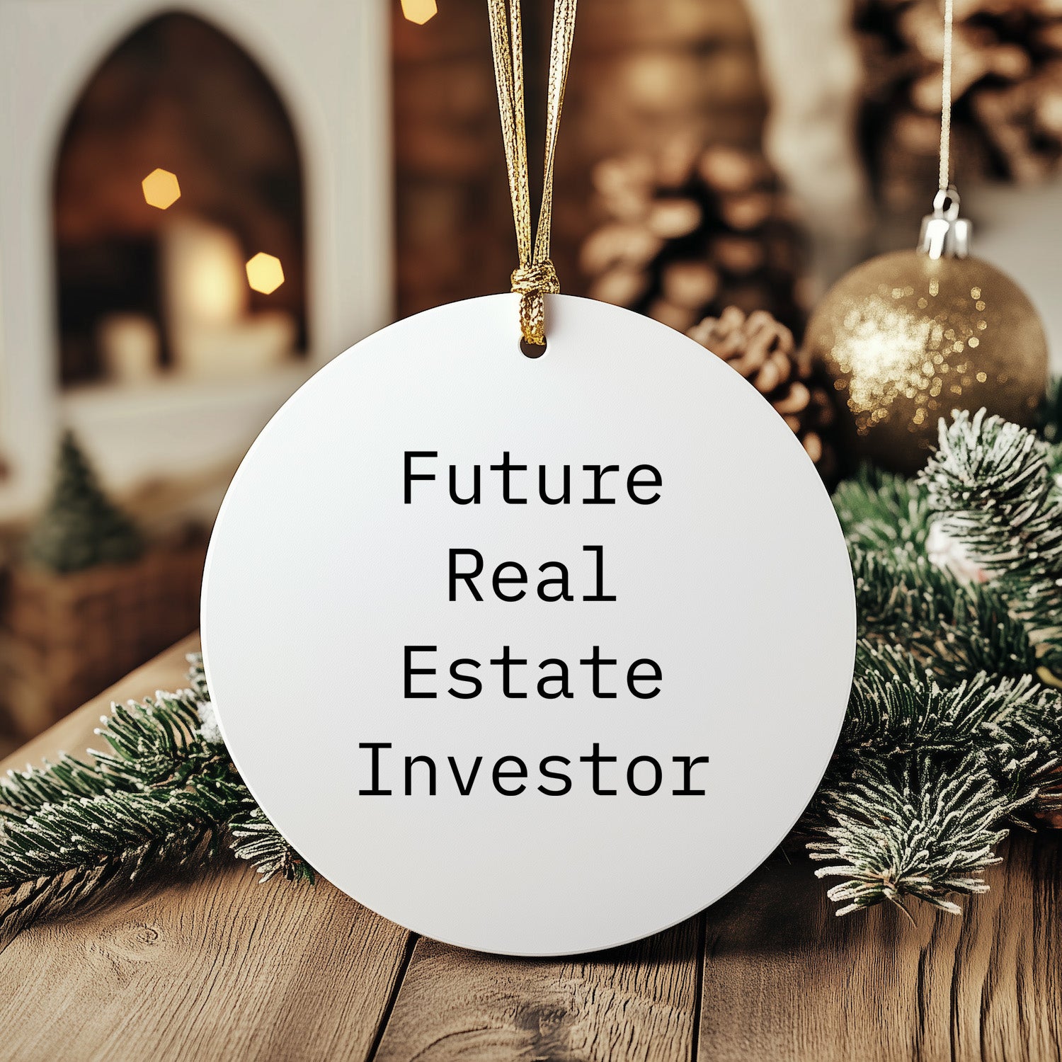 Funny Real Estate Investor Gifts from Family - Future Real Estate Investor Circle Ornament, Christmas Unique Gifts for Real Estate Investor, Real Estate Investor Motivational Quote