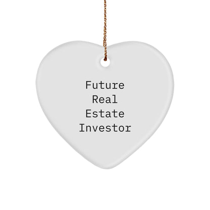 Funny Real Estate Investor Heart Ornament - 'Future Real Estate Investor' Quote, Christmas Gifts