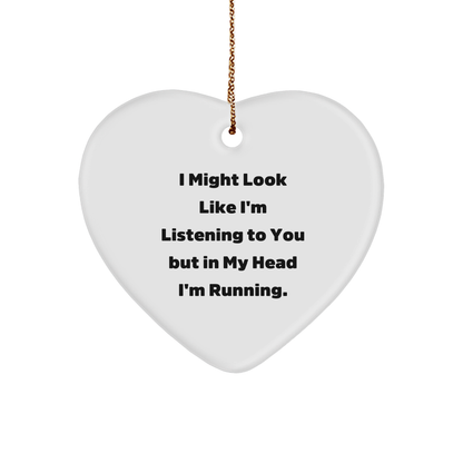 Funny Running Gifts for Her, Inspirational Quotes, Heart Ornament with Running Motivation, Gifts from Her to Running Friend, Christmas Unique
