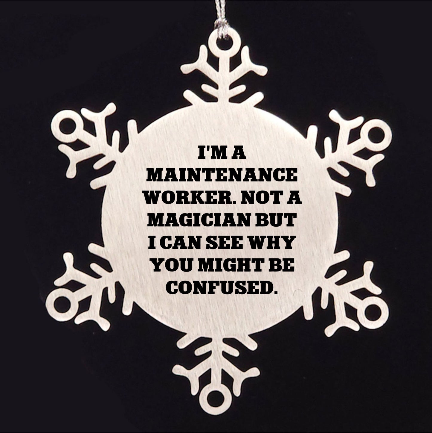 Funny Snowflake Ornament Gifts for Maintenance Worker, Christmas Unique Presents from Friends, Coworkers, or Family