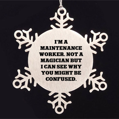 Funny Snowflake Ornament Gifts for Maintenance Worker, Christmas Unique Presents from Friends, Coworkers, or Family