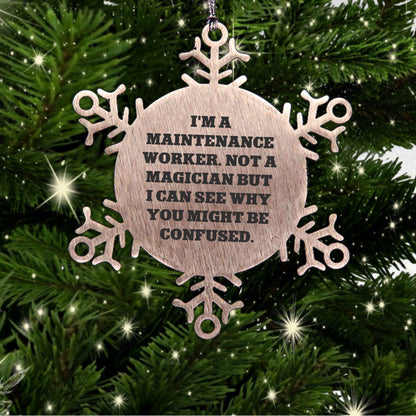 Funny Snowflake Ornament Gifts for Maintenance Worker, Christmas Unique Presents from Friends, Coworkers, or Family