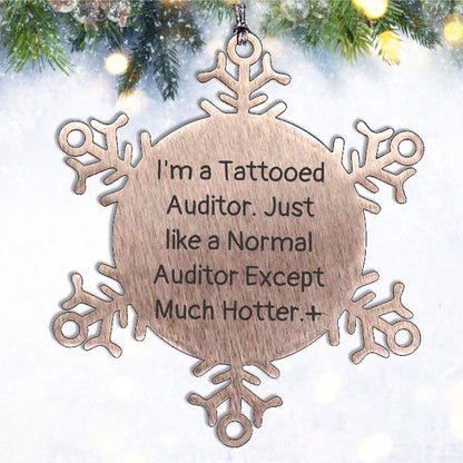 Funny Snowflake Ornament for Auditor Gifts, 'I'm A Tattooed Auditor' Christmas Unique Gifts from Friends, Coworkers, Family