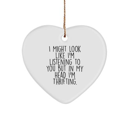 Funny Thrifting Quotes Gifts from Friends, Thrifting Heart Ornament for Women, Men, Family, Funny Gift Ideas for Christmas