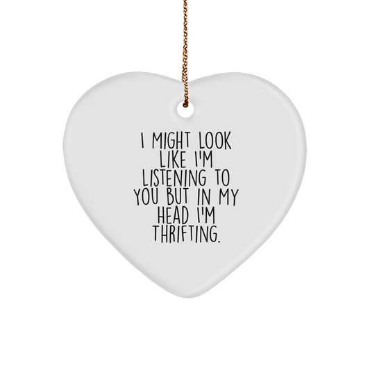 Funny Thrifting Quotes Gifts from Friends, Thrifting Heart Ornament for Women, Men, Family, Funny Gift Ideas for Christmas